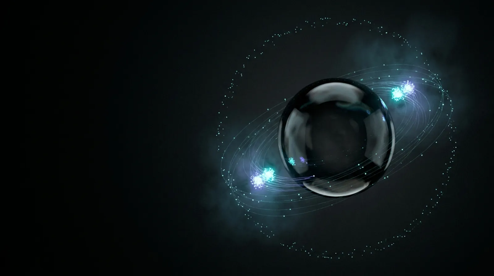 The Nexus Core — an obsidian sphere orbited by luminous repository signals